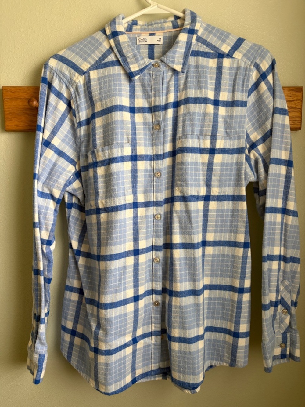 Croft & Barrow Light Blue and Blue Plaid Flannel Button-Down Shirt